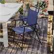 Pemberly Row Metal Patio Sling Chairs with Armrests in Navy (Set of 2)
