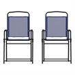 Pemberly Row Metal Patio Sling Chairs with Armrests in Navy (Set of 2)
