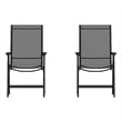 Pemberly Row Metal Folding Patio Sling Chair in Black (Set of2)