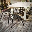 Pemberly Row Triple Slat Back Aluminum Restaurant Stack Chair in Black