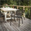 Pemberly Row Triple Slat Back Aluminum Restaurant Stack Chair in Black