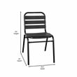 Pemberly Row Triple Slat Back Aluminum Restaurant Stack Chair in Black