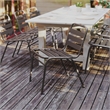 Pemberly Row Triple Slat Back Aluminum Restaurant Stack Chair in Bronze