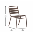 Pemberly Row Triple Slat Back Aluminum Restaurant Stack Chair in Bronze