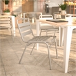 Pemberly Row Triple Slat Back Aluminum Restaurant Stack Chair in Silver