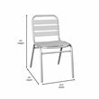 Pemberly Row Triple Slat Back Aluminum Restaurant Stack Chair in Silver