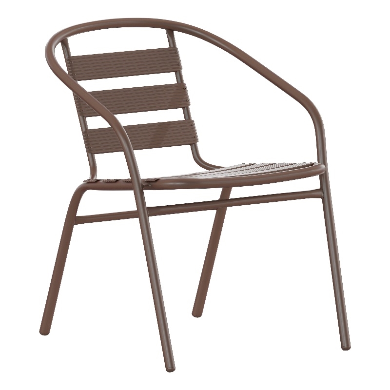 Pemberly Row Contemporary Aluminum Restaurant Stack Chair in Bronze
