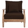 Pemberly Row Coastal Wood Outdoor Armchair in Natural / Brown