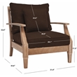Pemberly Row Coastal Wood Outdoor Armchair in Natural / Brown