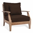 Pemberly Row Coastal Wood Outdoor Armchair in Natural / Brown