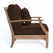 Pemberly Row Coastal Wood Outdoor Armchair in Natural / Brown
