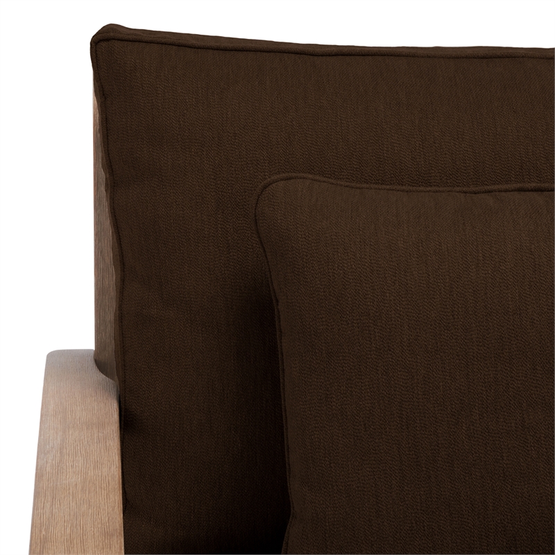 Pemberly Row Coastal Wood Outdoor Armchair in Natural / Brown