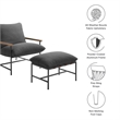 Pemberly Row Contemporary Lounge Chair and Ottoman in Charcoal