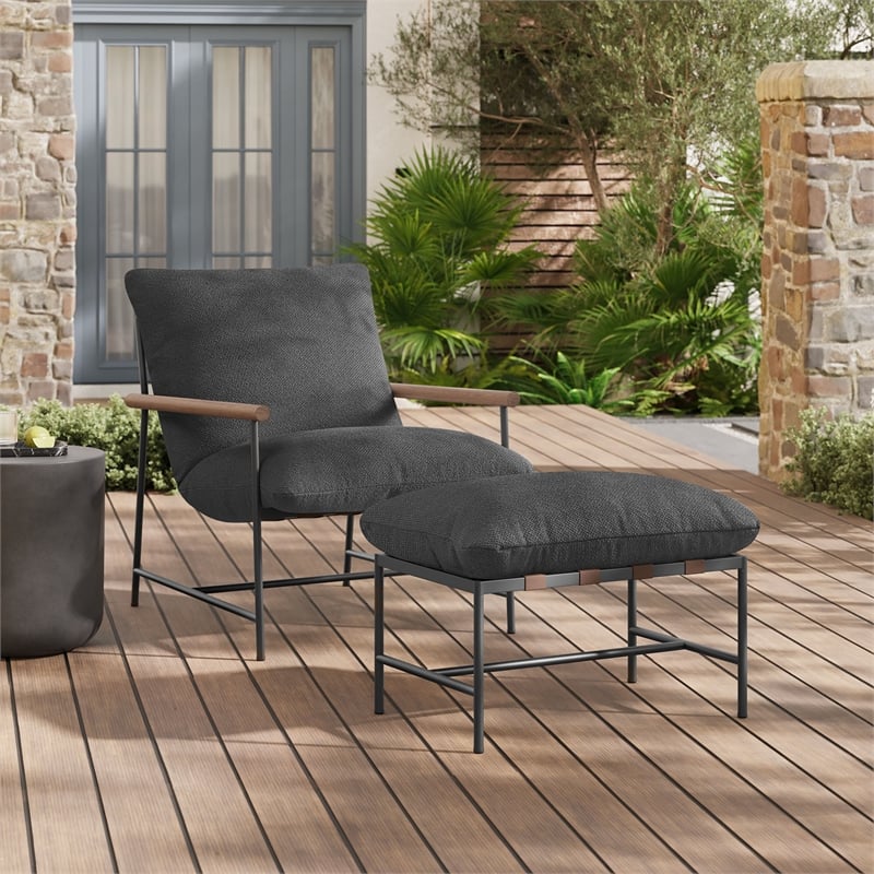 Pemberly Row Contemporary Lounge Chair and Ottoman in Charcoal