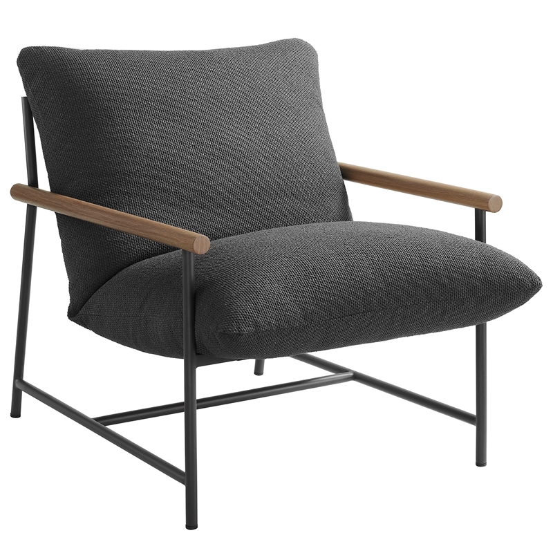 Pemberly Row Contemporary Lounge Chair and Ottoman in Charcoal