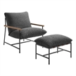 Pemberly Row Contemporary Lounge Chair and Ottoman in Charcoal