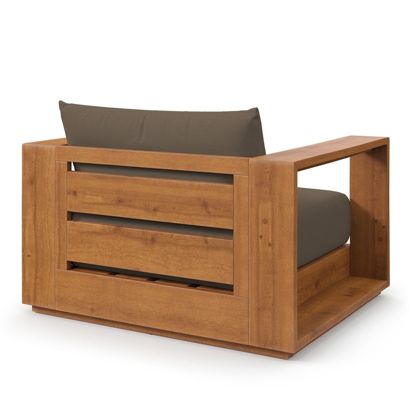 Pemberly Row Contemporary Outdoor Patio Chair in Natural Cocoa