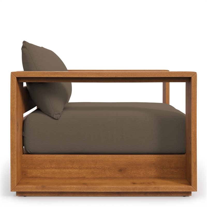 Pemberly Row Contemporary Outdoor Patio Chair in Natural Cocoa