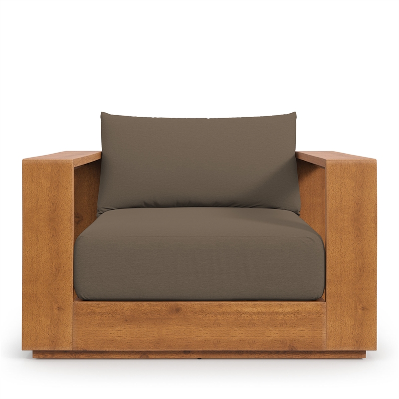 Pemberly Row Contemporary Outdoor Patio Chair in Natural Cocoa