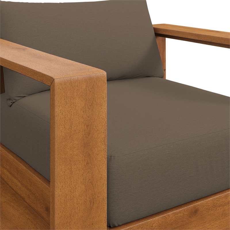 Pemberly Row Contemporary Outdoor Patio Chair in Natural Cocoa