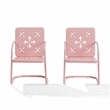 Pemberly Row 2-Piece Retro Outdoor Chair Set in Pastel Pink Gloss
