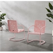 Pemberly Row 2-Piece Retro Outdoor Chair Set in Pastel Pink Gloss