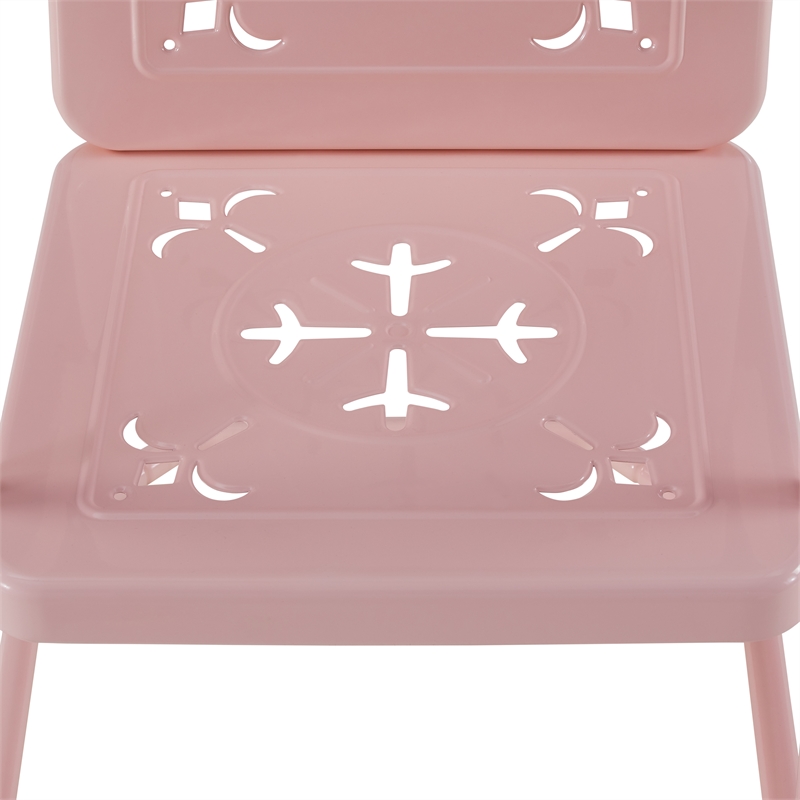 Pemberly Row 2-Piece Retro Outdoor Chair Set in Pastel Pink Gloss