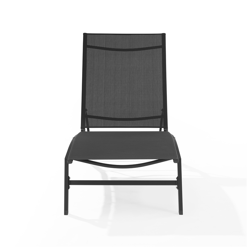 Pemberly Row Contemporary Outdoor Chaise Lounge in Charcoal/Matte Black