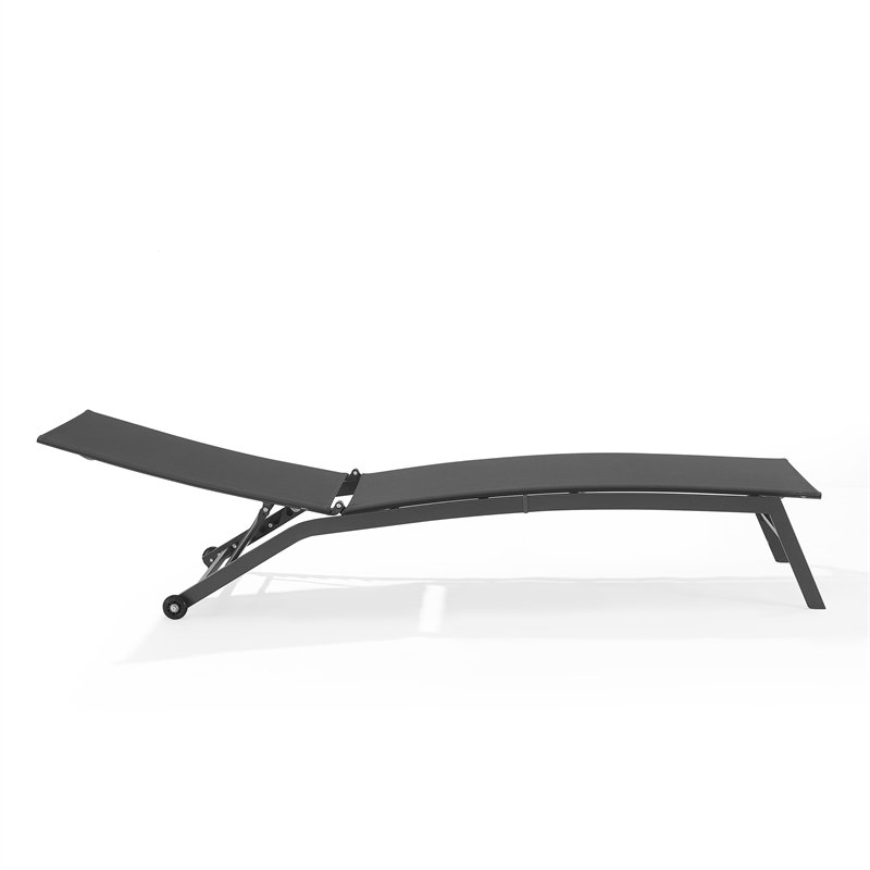 Pemberly Row Contemporary Outdoor Chaise Lounge in Charcoal/Matte Black