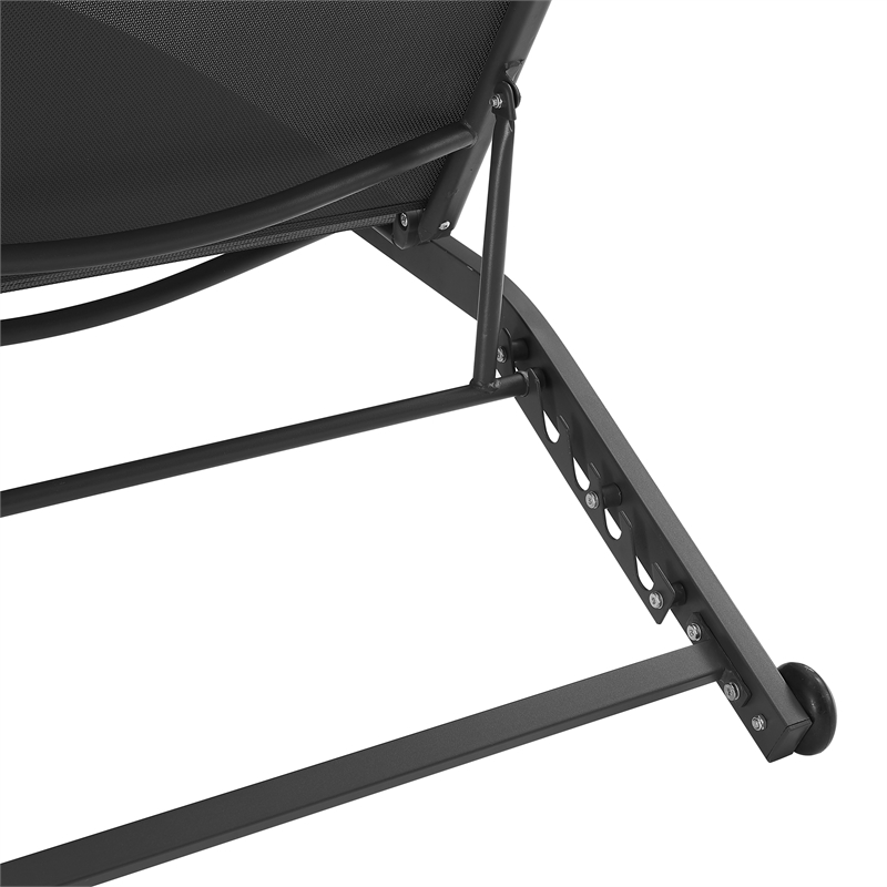 Pemberly Row Contemporary Outdoor Chaise Lounge in Charcoal/Matte Black