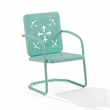Pemberly Row Contemporary 2-Piece Retro Outdoor Chair Set in Aqua Gloss