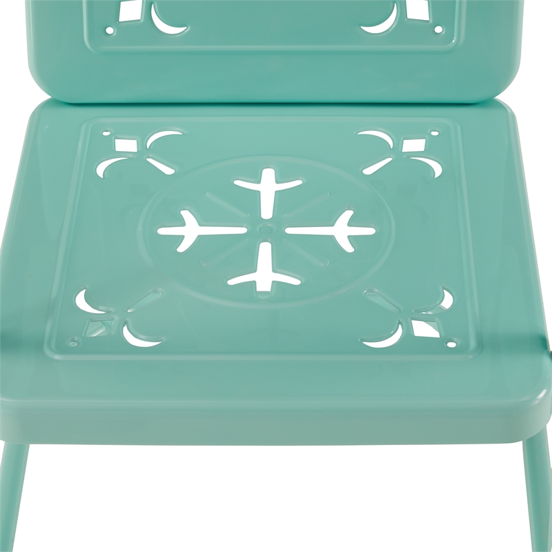 Pemberly Row Contemporary 2-Piece Retro Outdoor Chair Set in Aqua Gloss