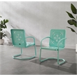 Pemberly Row Contemporary 2-Piece Retro Outdoor Chair Set in Aqua Gloss