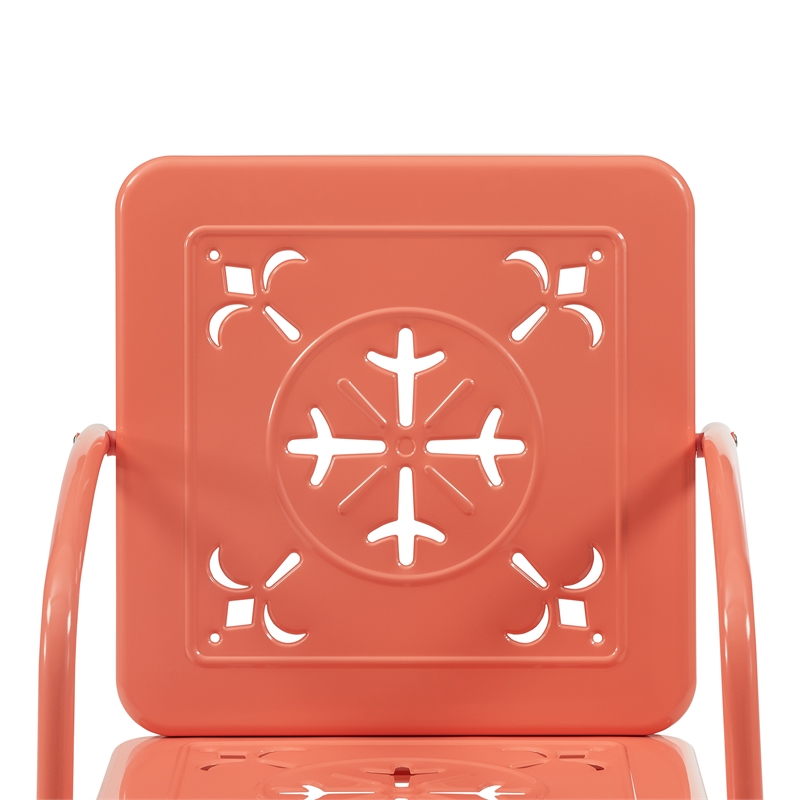 Pemberly Row Contemporary 2-Piece Retro Outdoor Chair Set in Coral Gloss
