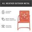 Pemberly Row Contemporary 2-Piece Retro Outdoor Chair Set in Coral Gloss