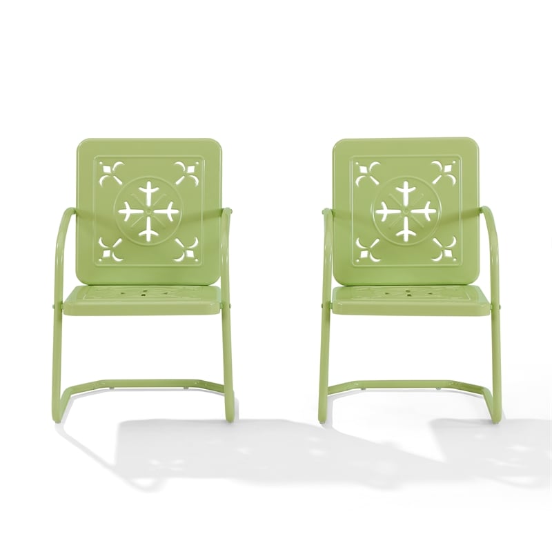 Pemberly Row 2-Piece Retro Outdoor Chair Set in Key Lime Gloss