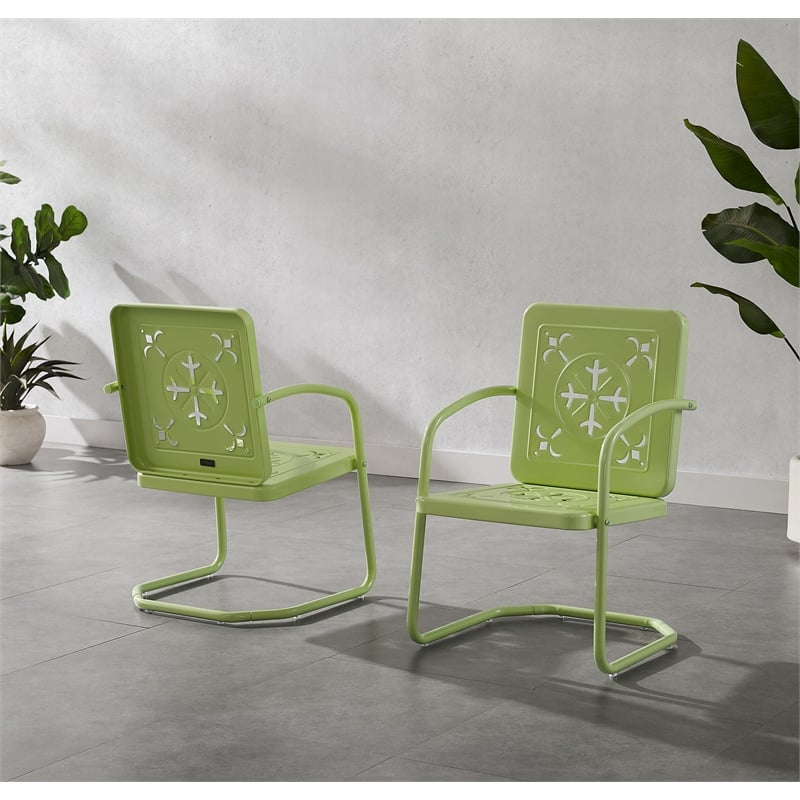 Pemberly Row 2-Piece Retro Outdoor Chair Set in Key Lime Gloss