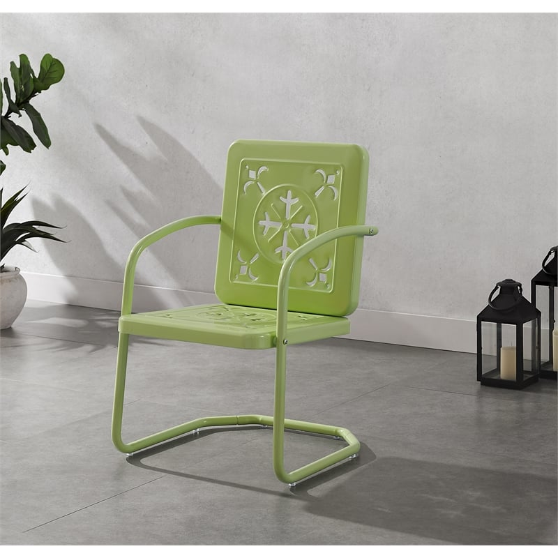 Pemberly Row 2-Piece Retro Outdoor Chair Set in Key Lime Gloss