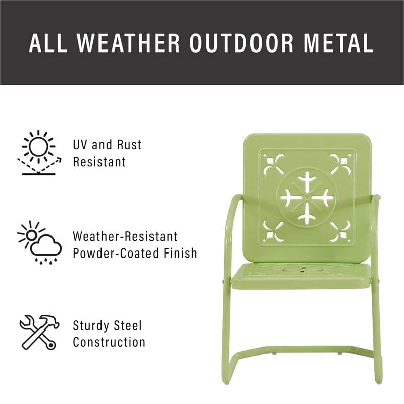 Pemberly Row 2-Piece Retro Outdoor Chair Set in Key Lime Gloss
