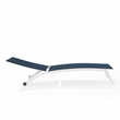 Pemberly Row Contemporary Outdoor Chaise Lounge in Navy/White