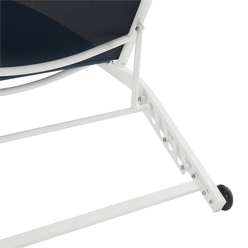 Pemberly Row Contemporary Outdoor Chaise Lounge in Navy/White