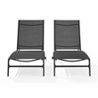 Pemberly Row 2Pc Outdoor Chaise Lounge Set in Charcoal/Matte Black