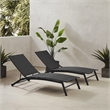 Pemberly Row 2Pc Outdoor Chaise Lounge Set in Charcoal/Matte Black