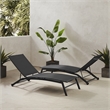 Pemberly Row 2Pc Outdoor Chaise Lounge Set in Charcoal/Matte Black