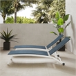 Pemberly Row Contemporary 2Pc Outdoor Chaise Lounge Set in Navy/White