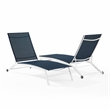 Pemberly Row Contemporary 2Pc Outdoor Chaise Lounge Set in Navy/White