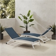 Pemberly Row Contemporary 2Pc Outdoor Chaise Lounge Set in Navy/White