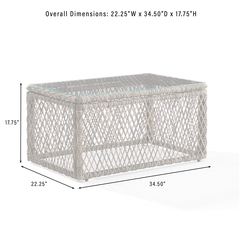 Pemberly Row 3Pc Outdoor Coffee Table & Chair Set Creme/Stone