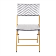 Pemberly Row 2Pc Navy and White Indoor/Outdoor PE Rattan Folding Bistro Chairs
