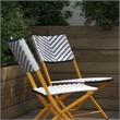Pemberly Row 2Pc Navy and White Indoor/Outdoor PE Rattan Folding Bistro Chairs